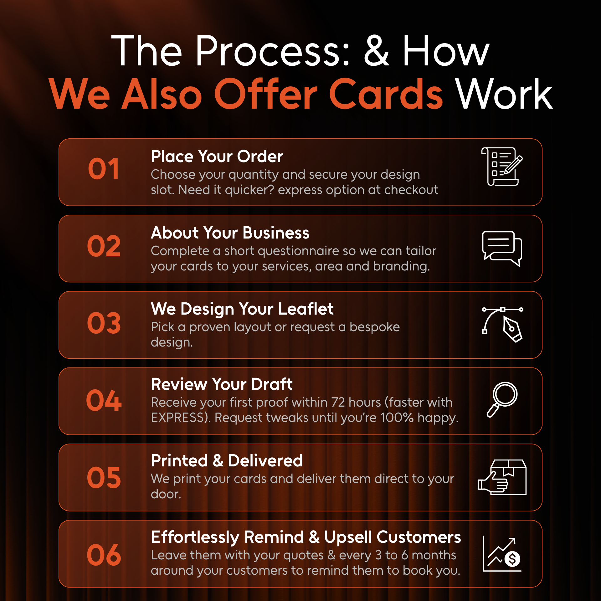 "We Also Offer" - Reminder Cards  - Design and Print for Me Purple Zebra Design